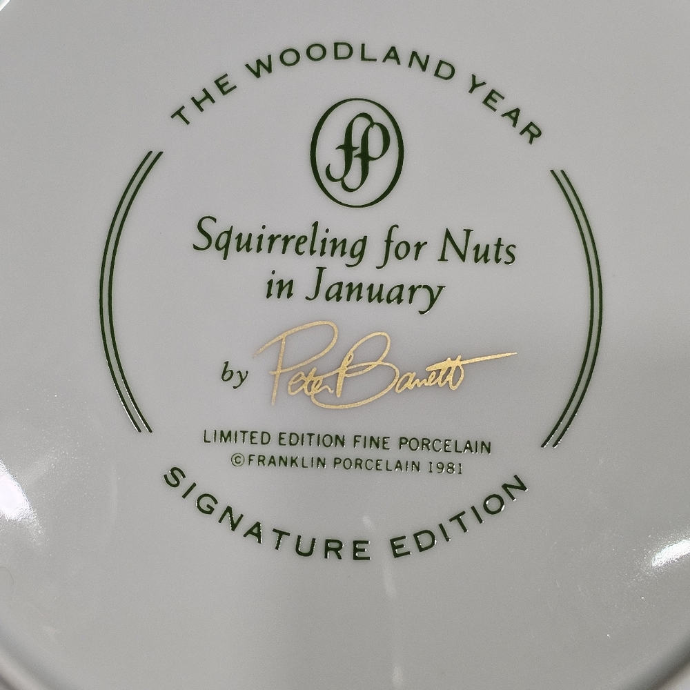 The Woodland Year "Squirreling For Nuts" Collector's Plate by Peter Barrett - Picture 11 of 12